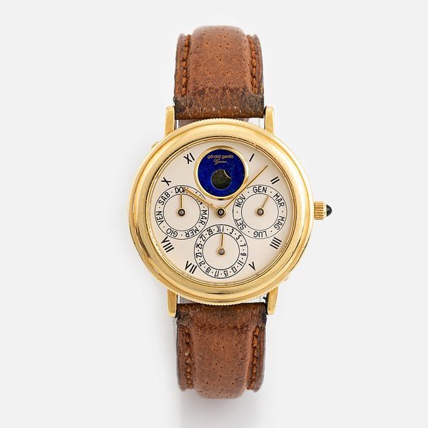 Gérald Genta, "Straight Lugs", "Coin Bezel", "Lapis Lazuli", wristwatch, 33 mm.
